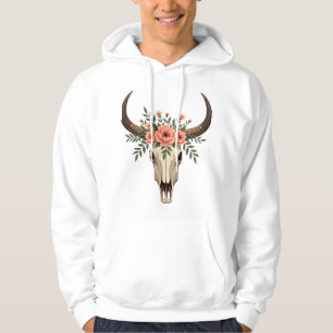 Moletom Crânio de Touro Floral Vintage Boho Ocidental Botâ