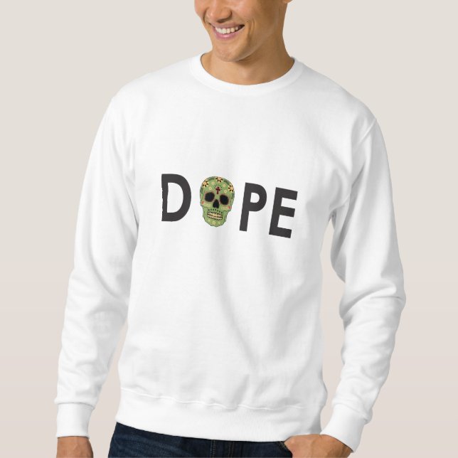 Moletom Crânio decorativo branco Crewneck (Frente)