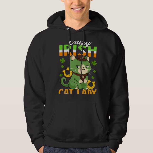 Moletom Crazy Irish Cat Lady  Saint Patrick s (Frente)