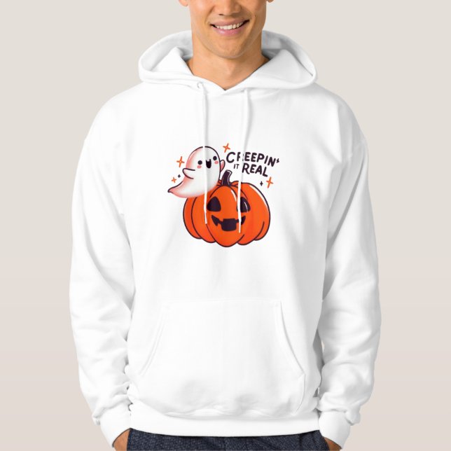 Moletom Creepin’ It Real - Friendly Ghost & Pumpkin (Frente)
