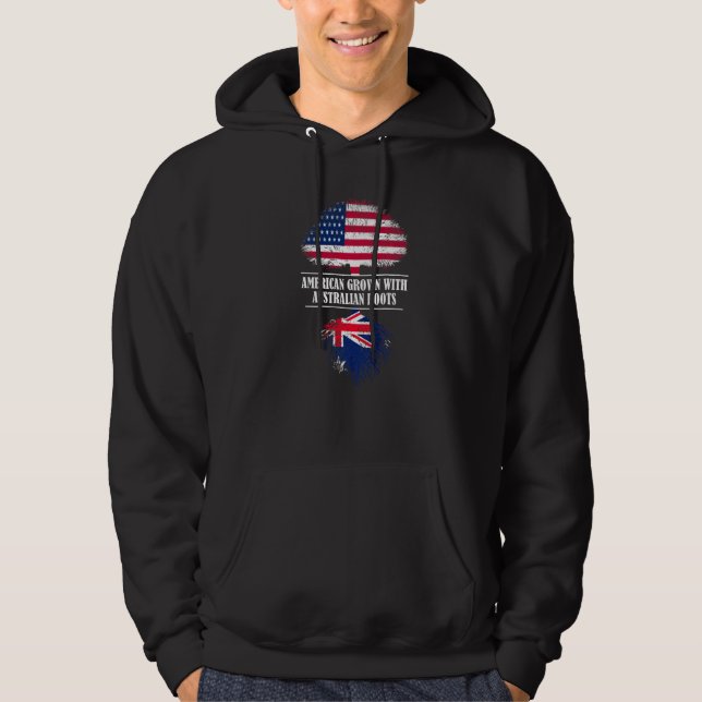 Moletom Crescido Americano Com Raízes Australianas Bandeir (Frente)