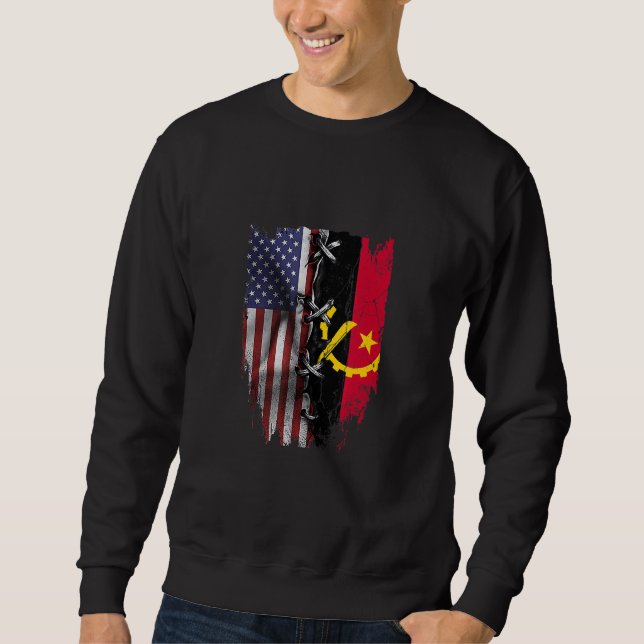 Moletom Crescido Americano Raízes Angolanas Bandeira EUA A (Frente)
