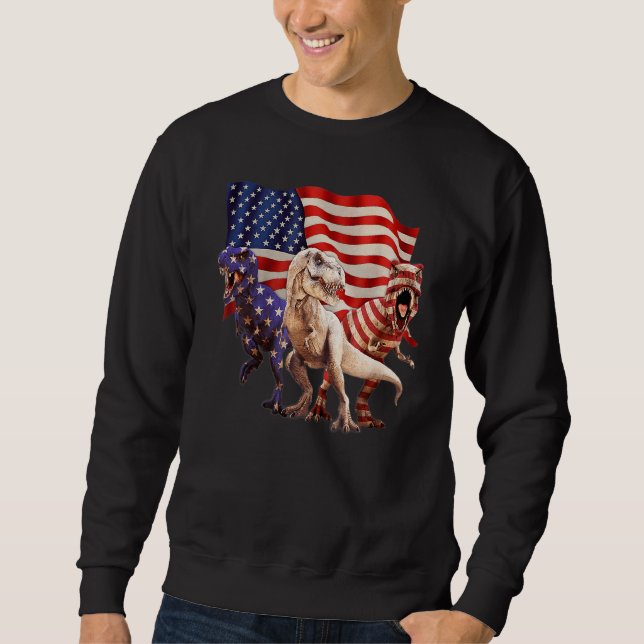 Moletom Crianças Em 4 De Julho Amerisaurus Rex Dinossaur B (Frente)
