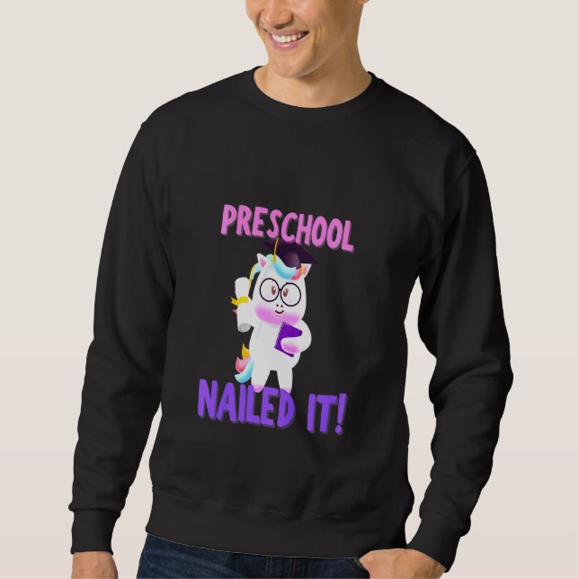 Moletom Crianças Flosing Unicorn Boné de formatura da pré- (Frente)