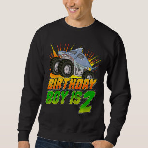 Moletom Crianças Monster Truck Birthday Boy É 2 Crianças s