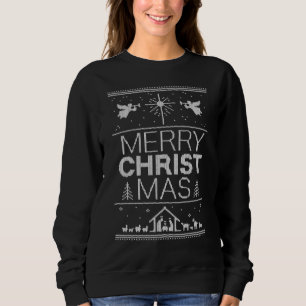 Moletom Cristo de doce de Natal feio, Christian Blue White