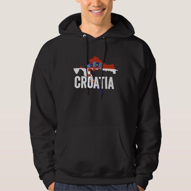 Moletom Croatia Flag and Map  Vintage Croatian Roots (Frente)