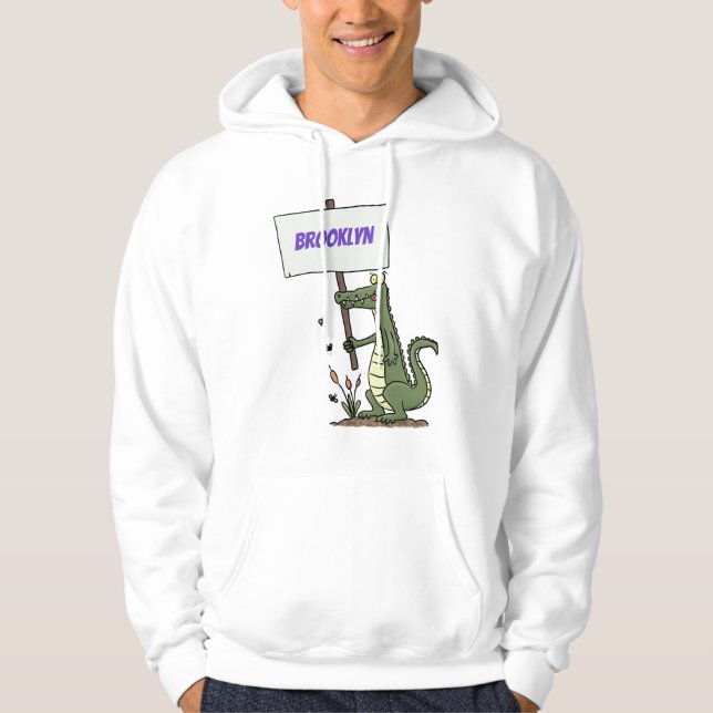 Moletom Crocodilo engraçado, alinhador com cartoon (Frente)