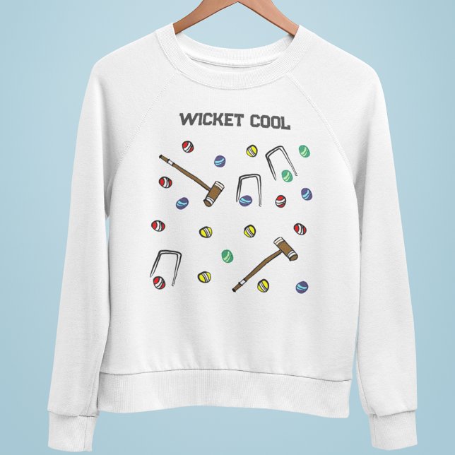 Moletom Croquete Branco Legal Ilustrado À Mão (This croquet-themed men's sweatshirt is wicket cool!

 )