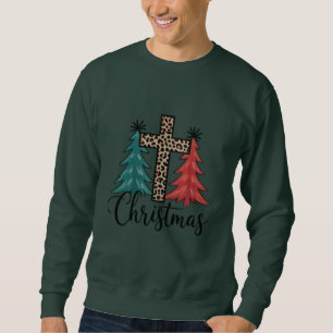 Moletom Cruz de Leopardo Árvores de Natal Cristãs