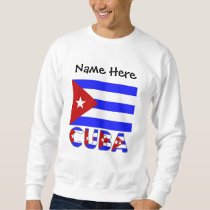 Moletom Cuba e Bandeira Cubana Luz Azul com Seu Nome