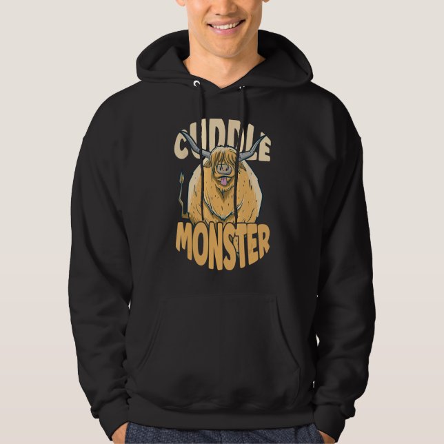 Moletom Cuddle Monster Highland Cow Lover Scottish Ca (Frente)