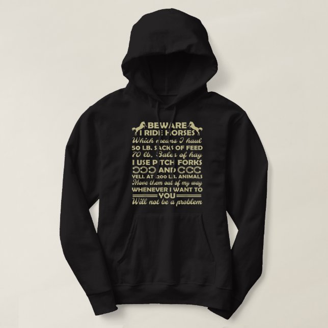 Moletom Cuidado com a camisa-T de Cavalos de Corrida (Frente do Design)