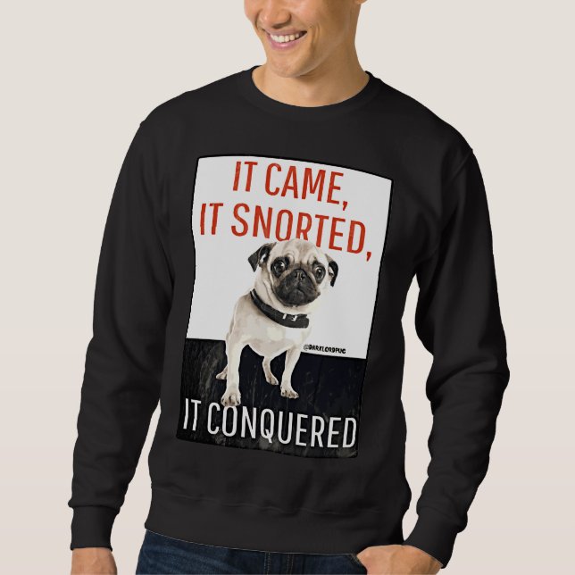 Moletom Cuidado com Pug! T-Shirt Clássico 820 (Frente)