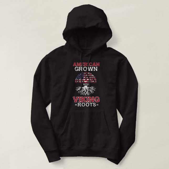 Moletom Cultivado nos EUA com Raízes Viking Patriótico Nór (Frente do Design)