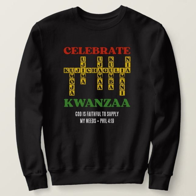Moletom Custom Celebrate KWANZAA Puzzle (Frente do Design)