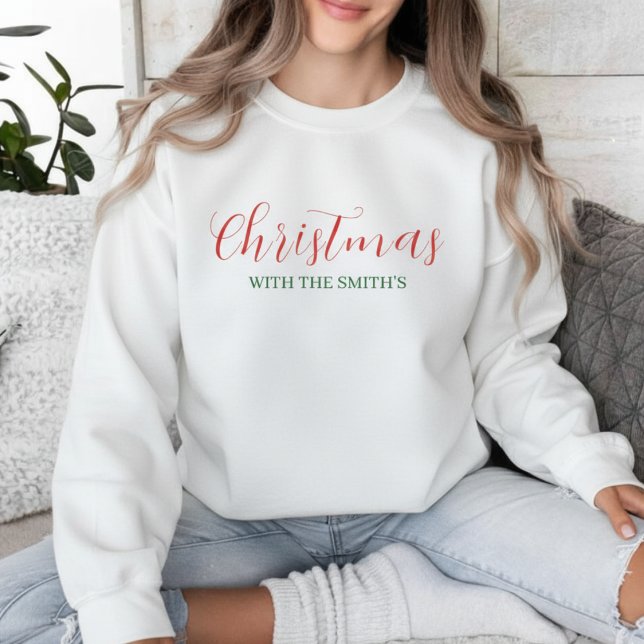 Moletom Custom Family Christmas Red & Green Holiday  (Custom Family Christmas Red & Green Holiday Sweatshirt)