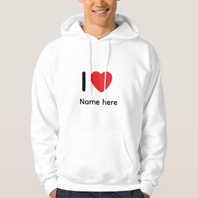 Moletom Custom I Love You Hoodie – Personalized Name Heart (Frente)