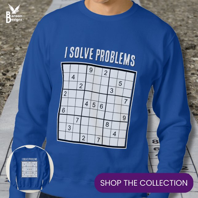 Moletom Custom I Solve Problems SUDOKU (Stylish SUDOKU I Solve Problems sweatshirt with customizable text for Sudoku fanatics.)