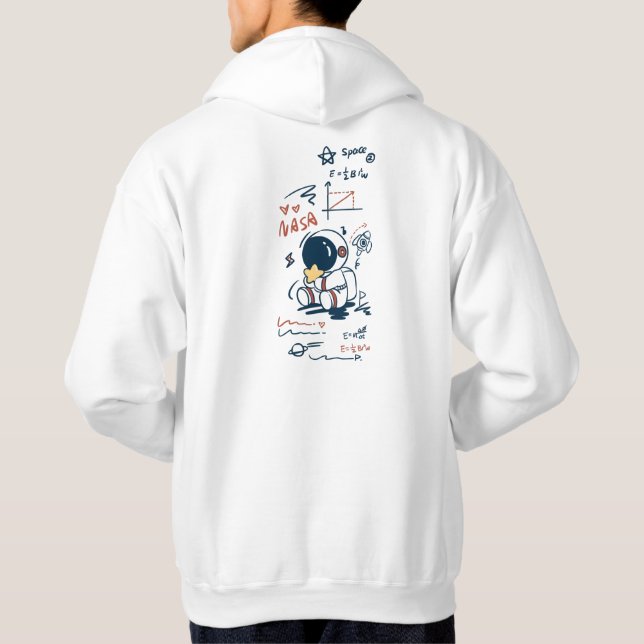 Moletom Cute Astronaut Space Cartoon Back Print Hoodie (Verso)