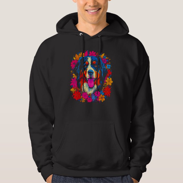 Moletom Cute Bernese Mountain Dog Flowers (Frente)