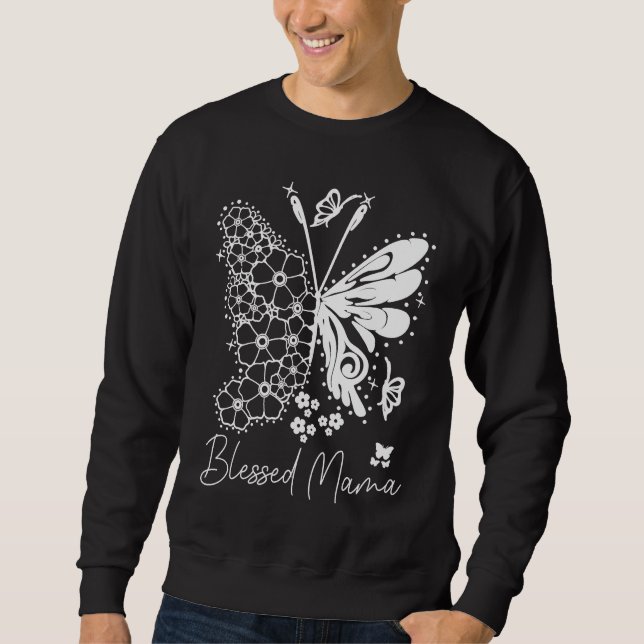 Moletom Cute Blessed Mama Butterfly Print Mom Life (Frente)
