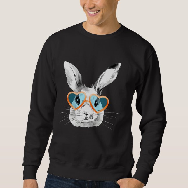 Moletom Cute Bunny With Heart Glasses Easter Day Easter Ra (Frente)