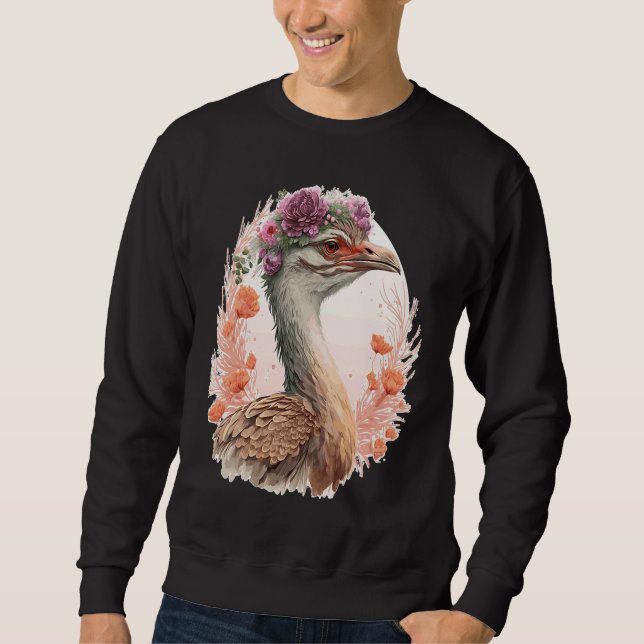 Moletom Cute Bustard Bird Watching Flower Crown Floral Bir (Frente)