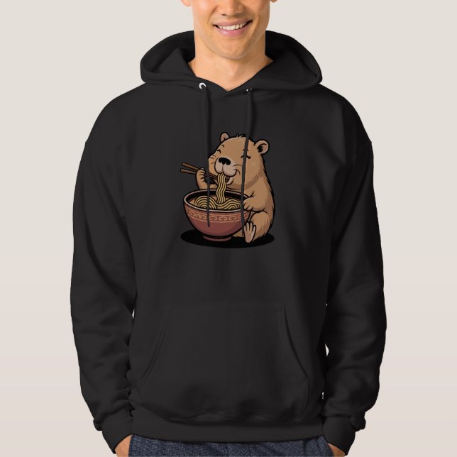 Moletom Cute Capybara Eating Ramen Bowl Japanese Anime Foo (Frente)