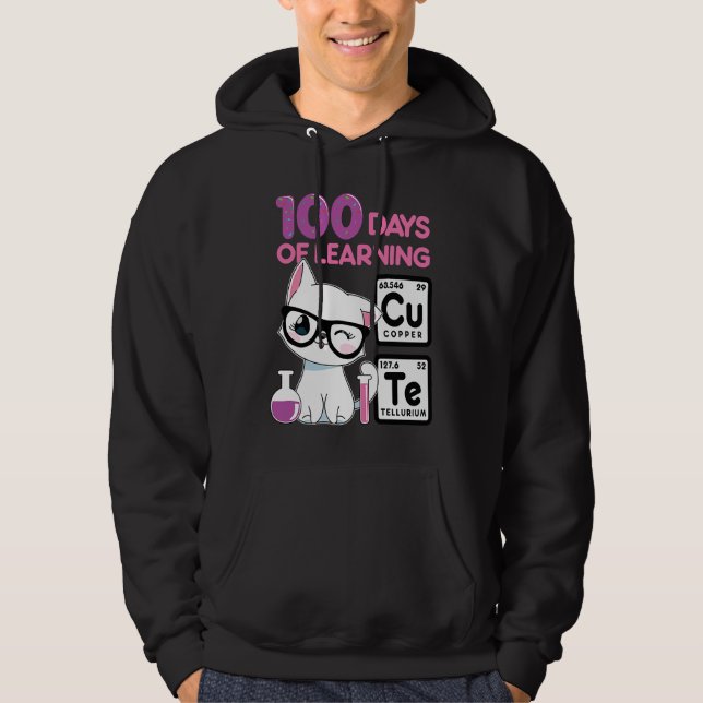 Moletom Cute cat scientist 100 school days girls (Frente)