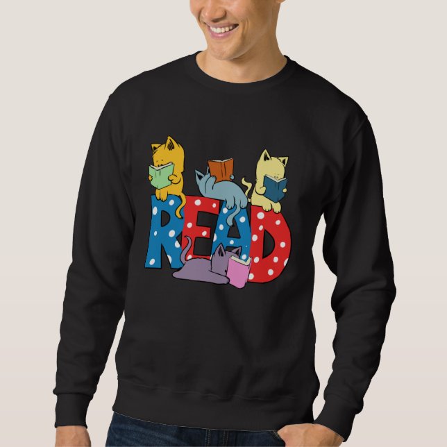 Moletom cute cats reading books librarian teacher graphic (Frente)