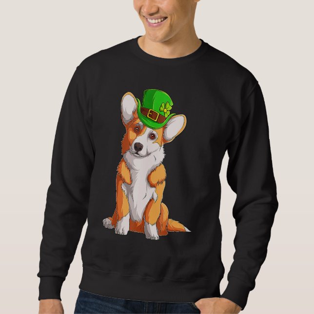 Moletom Cute Corgi Irish Pub Clover Lover St Patrick's Day (Frente)