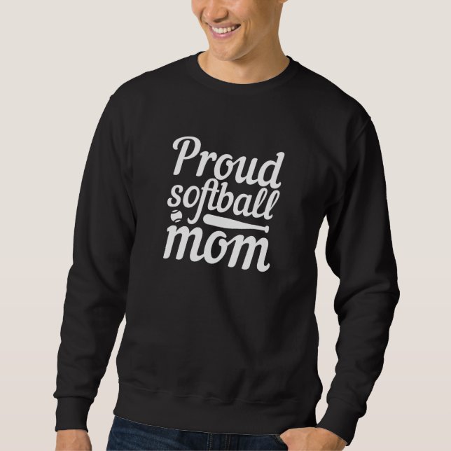 Moletom Cute Cursive Proud Softball Mom Softball and Bat D (Frente)