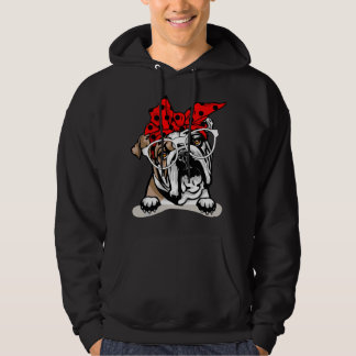 Moletom Cute English Bulldog Xmas Red Plaid Headband And G