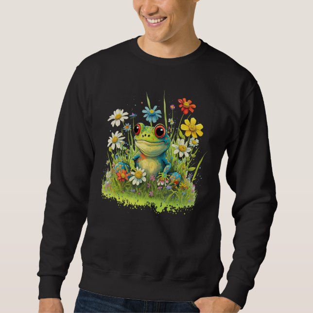 Moletom Cute Flower Frog on summer Floral Frog (Frente)