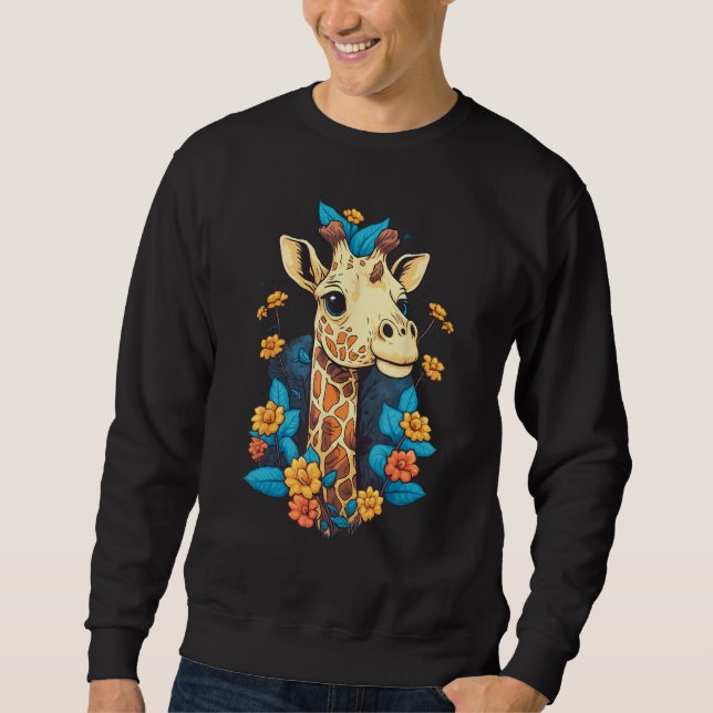 Moletom Cute Flower Giraffe on summer Floral Giraffe (Frente)
