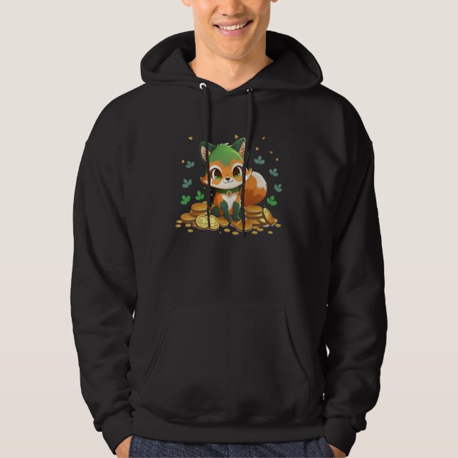 Moletom Cute Fox and Gold Coins St Patrick s Day Fox   1 (Frente)