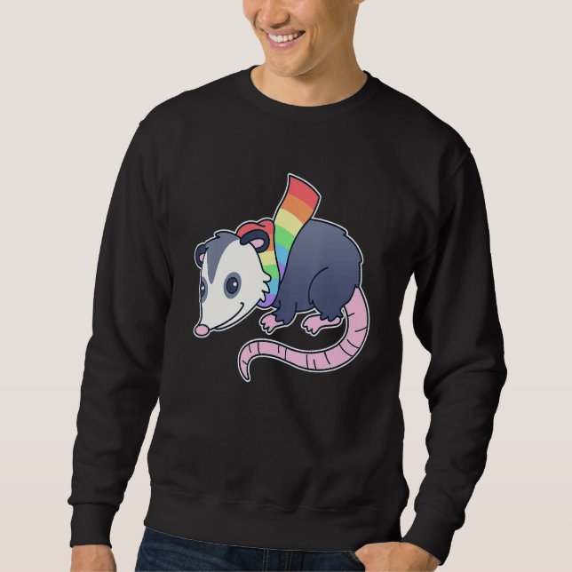 Moletom Cute Gay Possum With Lgbtq Rainbow Pride Scarf  Op (Frente)