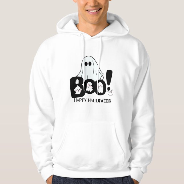 Moletom Cute Ghost Boo and Happy Halloween Cartoon Design (Frente)