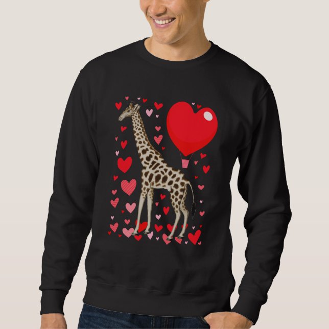 Moletom Cute Giraffe Heart Tall Couples Valentine Zoo Anim (Frente)