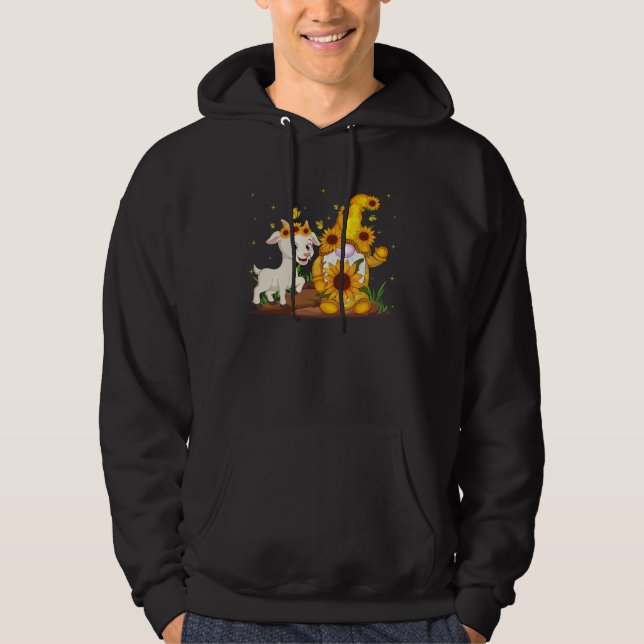 Moletom Cute Gnome And Goat Sunflower  Gnome Goat Farmer (Frente)