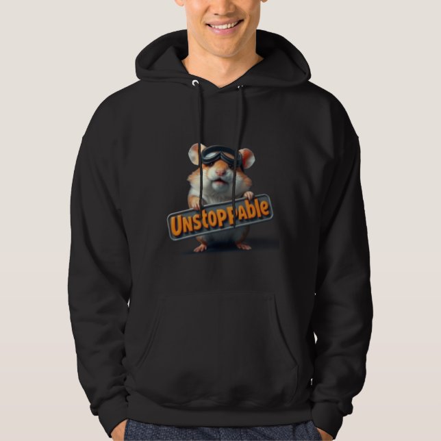 Moletom Cute Hamster Hoodie – “Unstoppable” Motivational  (Frente)