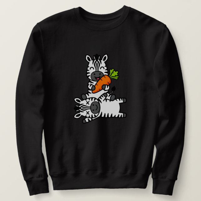 Moletom Cute Happy Zebra with Carrot Cartoon Fun Animal (Frente do Design)