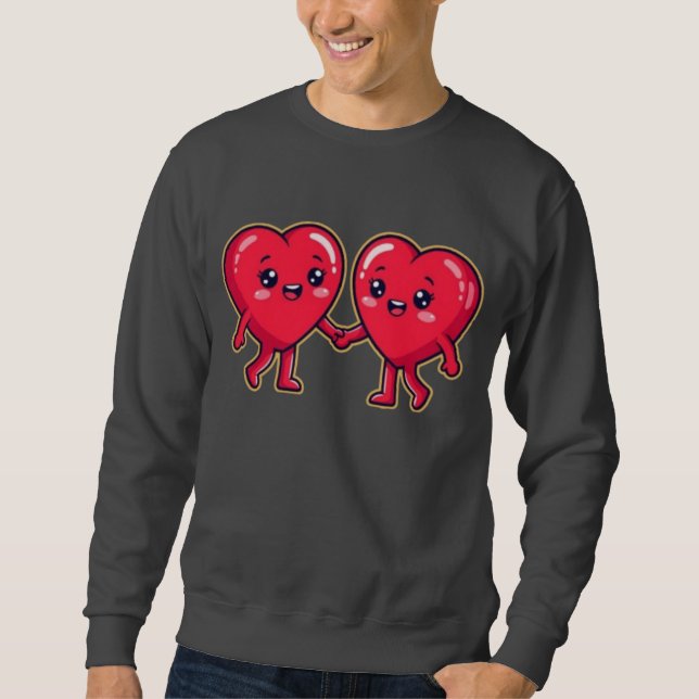 Moletom Cute Heart Characters Holding Hands (Frente)