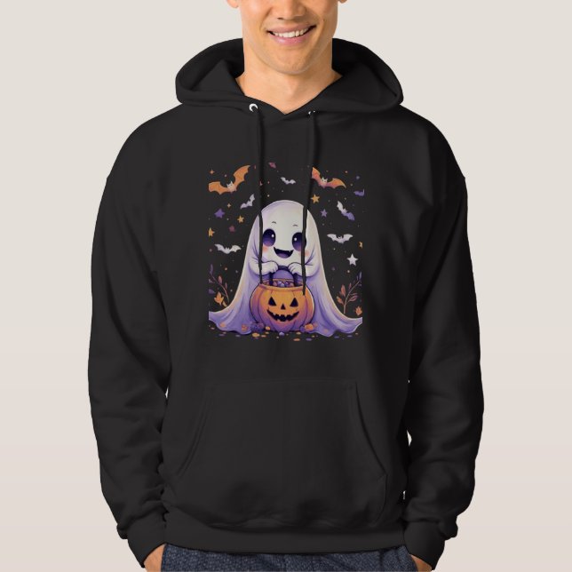 Moletom Cute Kawaii Ghost Halloween Illustration T-Shirt (Frente)