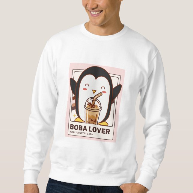 Moletom Cute Kawaii Penguin Boba Lover (Frente)