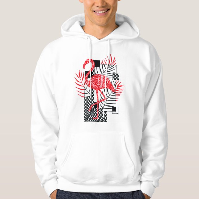 Moletom Cute Men's Red Flamingo Pattern Hoodie - Tropical  (Frente)