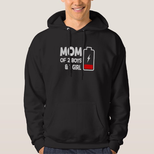 Moletom Cute Mom Of 2 Boys & 1 Girls Low Battery Mama Moth (Frente)