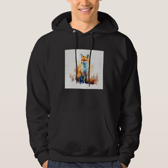 Moletom Cute Orange Fox Illustration Watercolor Women Men  (Frente)