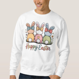 Moletom Cute Pastel Easter Bunnies | Whimsical Floral Happ